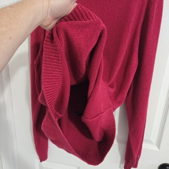 Tommy Hilfiger Vintage Knitted Sweater Unisex XL Retro 90s Y2K Dark Pink Cotton - Picture 6 of 12